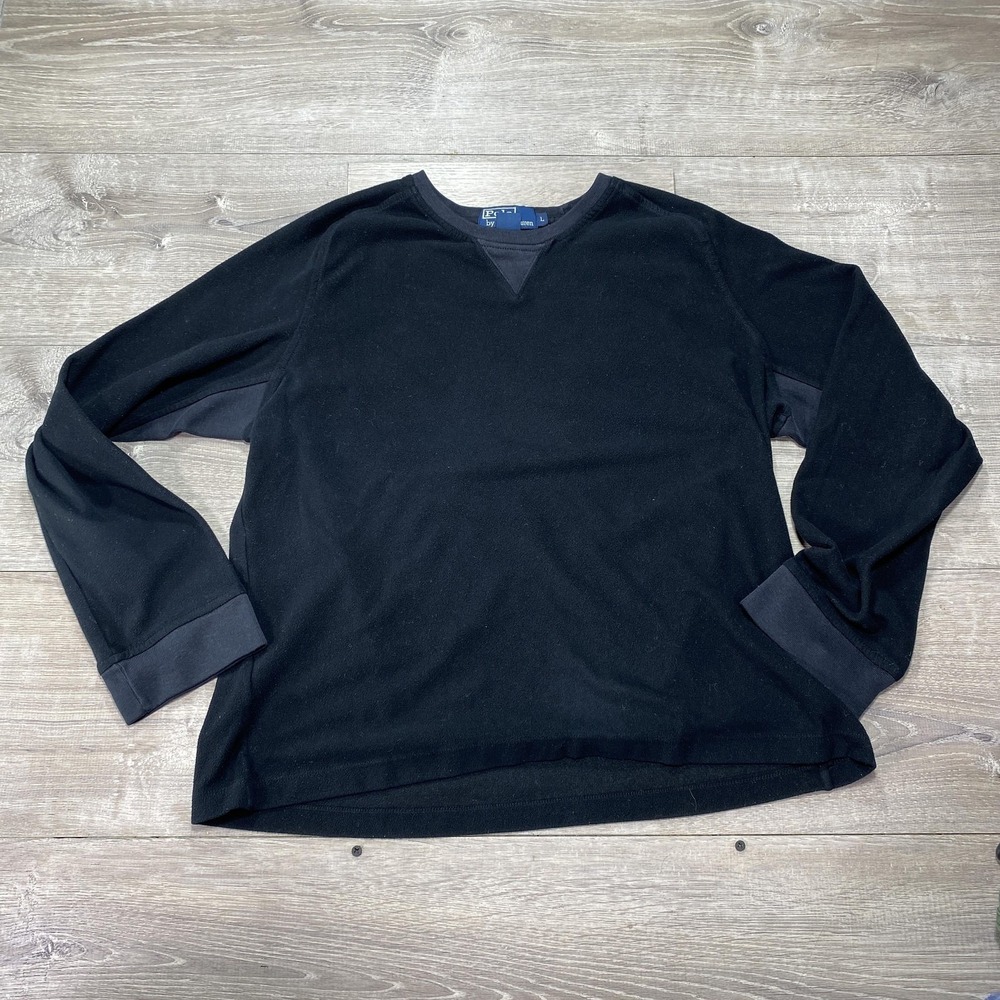 Polo Ralph Lauren Fleece Pullover‎ Women L Black V-Neck Sweatshirt Casual Cozy